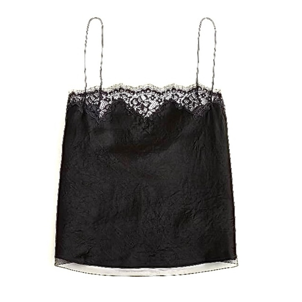 NWT J.Crew Lace-trim camisole top in textured satin Navy